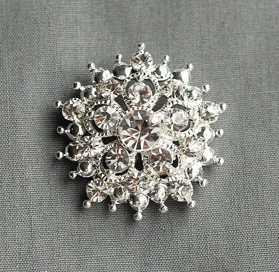 10 Rhinestone Buttons Round 1.25 32mm Diamante Crystal