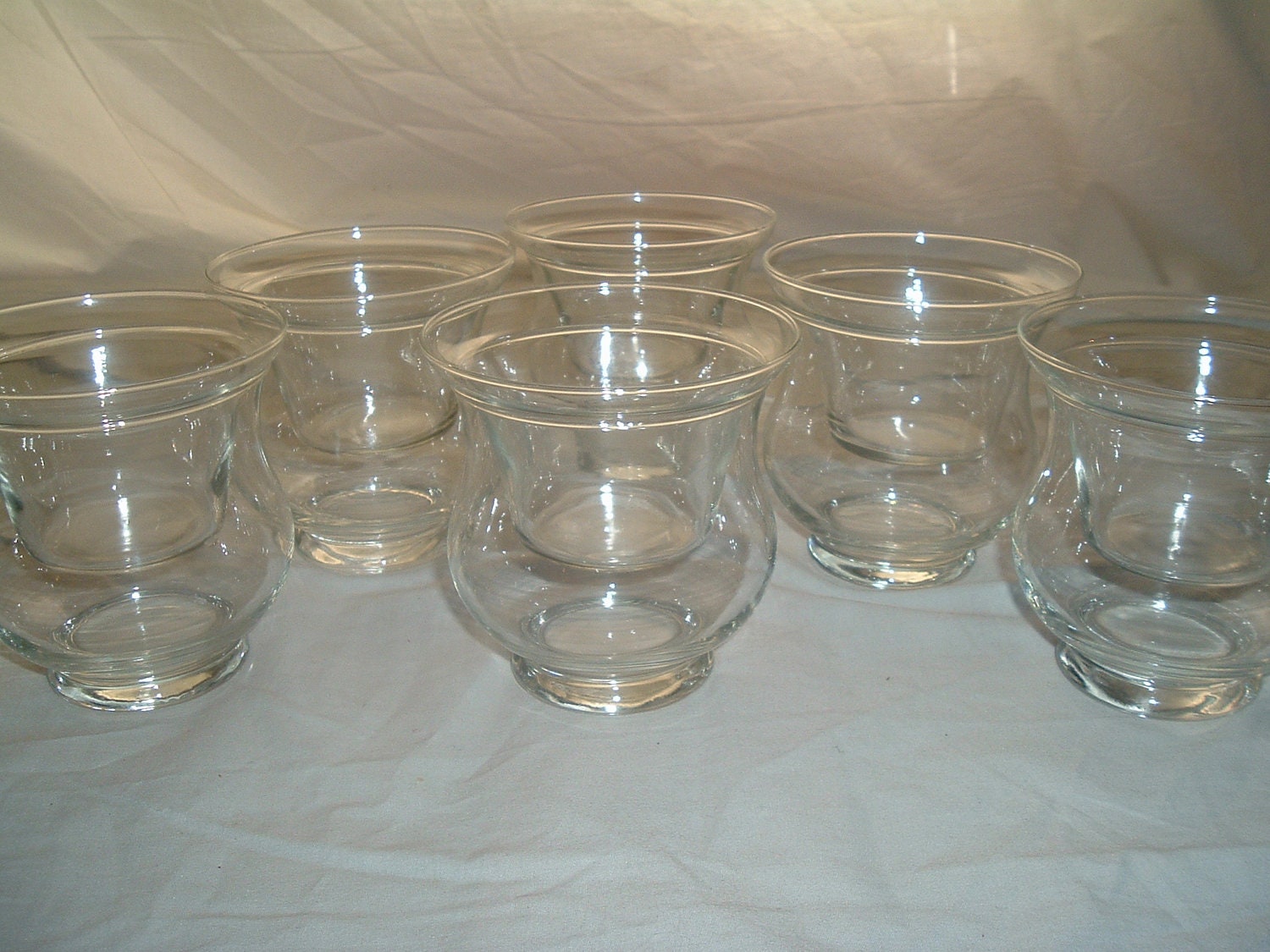 vintage clear glass shrimp cocktail servers set of six