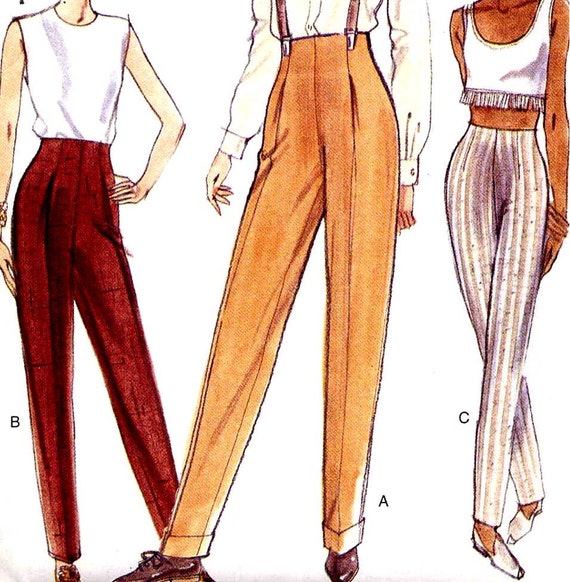 Vogue 9203 High Waist Tapered Pants Easy Sewing Pattern Waist