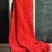 Vintage Afghan Blanket Bright Red Crochet Throw