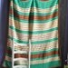Vintage Afghan Blanket Crocheted in Teal off White and Brown