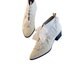 Wedding Shoes Vintage Inspired Ankle Boots White Leather and Lace w Pearls // Size 10 US // Opulence Fantasy