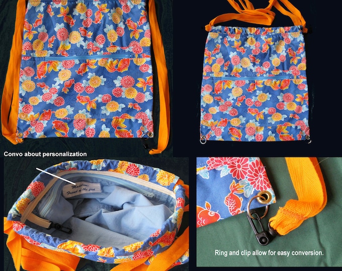 Block Heads Backpack/tote Cotton-Linen Canvas (last of print) Custom Print