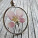 Framed Flower Pendant Pressed Flower Glass Necklace Purple Flowering Crabapple Tree Sterling Silver Chain Nature Inspired Botanical Jewelry