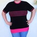 ON SALE Hot pink 'n Black Stripes Top (Plus Size) 2X