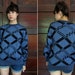 1980s SOFT OVERSIZED Blueberry & Black BOGNER Virgin Wool Sweater One Size