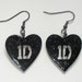 Black glitter 1D One Direction inspired heart earrings