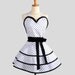 Sexy Retro Pinup Apron : Flirty and Cute White Black Polka Dot Sweetheart Apron in Vintage Style Full Skirt