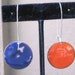 Beautiful orange and blue hand forged copper & enamel dangle earrings