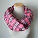 Infinity Scarf Pink Plaid Flannel Cotton Cowl