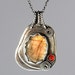 Peach orange labradorite necklace sterling silver with fire opal