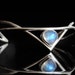 Silver cuff bracelet with rainbow moonstone. Sterling silver bracelet. Elven jewelry.