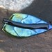 80s Brooch Big Aqua Green Purple Resin Leaf Pin Large Vintage Costume Jewelry