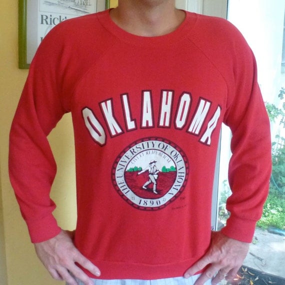 Vintage Oklahoma University Sweatshirt Red Size Large Sooner