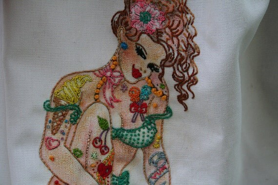 NEW Tattooed Ladies Iron on Hand Embroidery Pattern (original design)