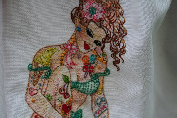 NEW Tattooed Ladies Iron on Hand Embroidery Pattern (original design)