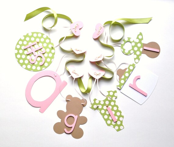 Pink and green baby shower decorations it's a girl banner by ParkersPrints on Etsy Il_570xn