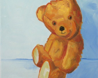 Teddy bear painting | Etsy