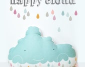 decorative pillow "happy cloud" for nursery room in light blue