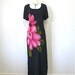 Vintage 80s Dress Exotic Pink Floral Glam Evening Party Gown Carole Little Size 12