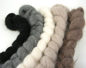 Baby Alpaca Combed Top - spinning fiber - Natural Sampler