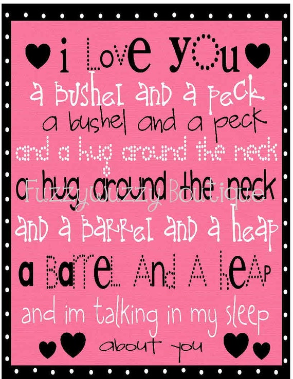 Items similar to I Love you a Bushel and a Peck Printable Children's ...