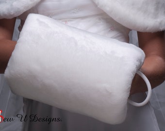Super Size faux fur muff Winter wedding hand warmer Available in white, diamond, black or cream faux fur