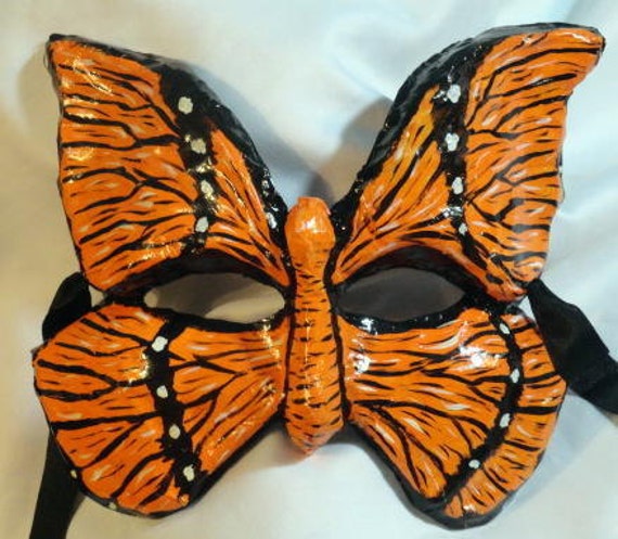 Items similar to Monarch Butterfly Paper Mache Mask on Etsy