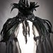 One size Black Cape Ready to Ship High feather collared with black rose trim tulle and lace Cape Perfect for Halloween