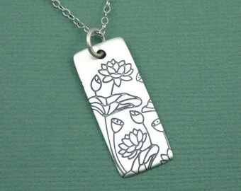 Lotus Necklace - Sterling Silver Lotus Flower Necklace, Lotus Jewelry, Lotus Pendant, Yoga Teacher Gift, Yoga Gifts