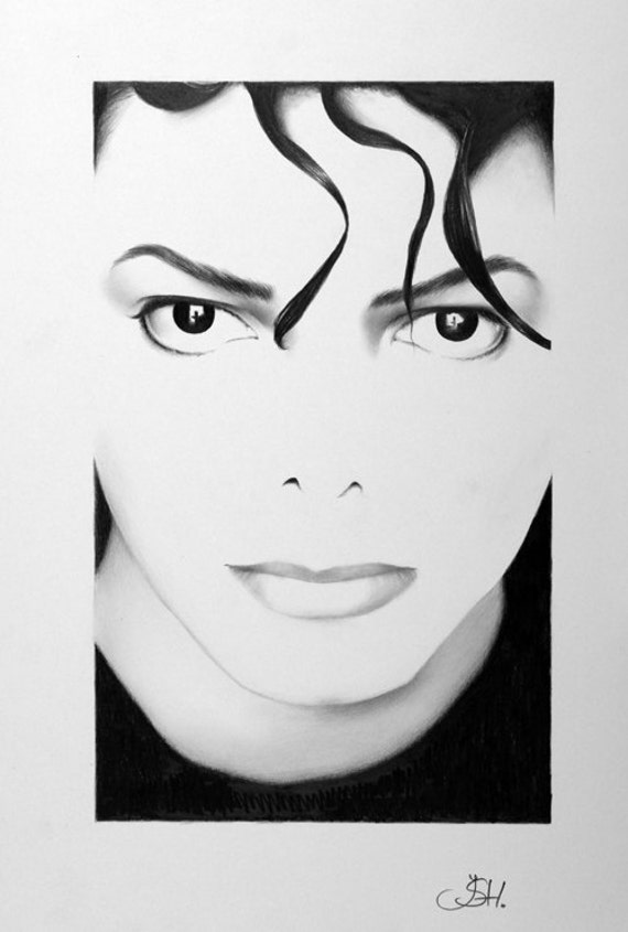 Items similar to Michael Jackson Portrait Pencil Drawing Fine Art Print ...