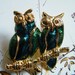 Owl Pair Enameled Brooch