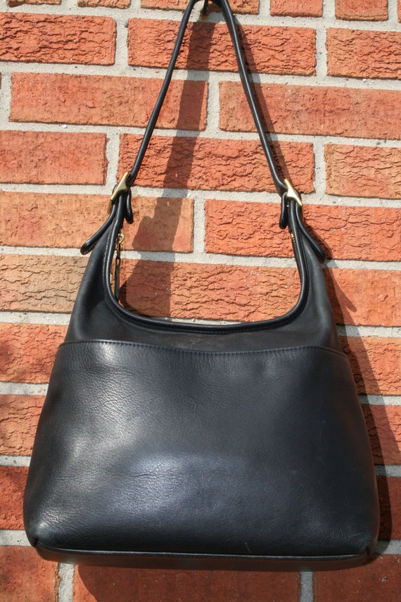 COACH 9058 Legacy BLACK Leather Hobo Shoulder Handbag Vintage