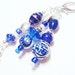 Silver "Be Kind" Charm with Cobalt Blue and White Beads - Keychain or Bag/Purse Charm (KC 4046)
