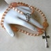 Peach Cat's eye Catholic Rosary