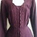 vintage 1930's /1940's dress with quilted floral patterns in deep plum with original belt. dress size 11 / 12