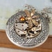 TIME TRAVELER steampunk antique silver watch movement photo locket necklace with tiny dragonfly