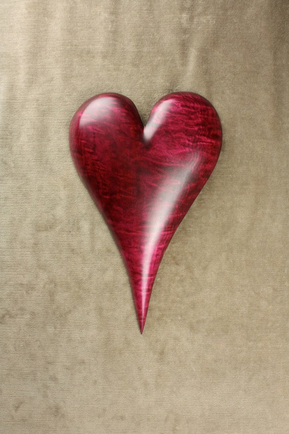 Red Heart Wood Carving on Etsy carved by Gary Burns the