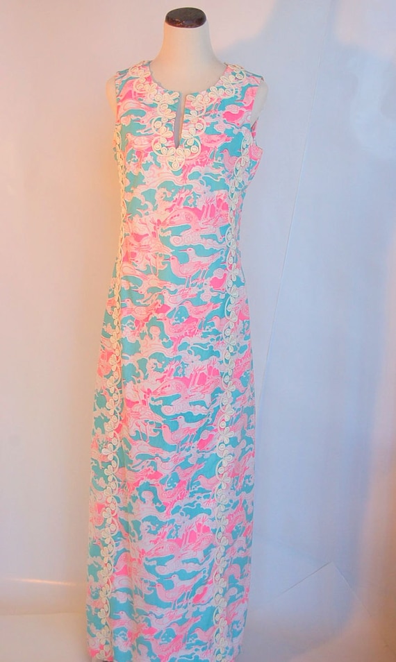 Large Vintage Lilly Pulitzer Maxi Dress Pink by thevintagelilly