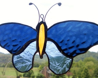 Butterfly Blue Stained Glass Pattern Design