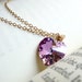 Lavender Heart Swarovski Crystal Necklace, Lilac Pink Heart Necklace, Gold Filled Chain Necklace