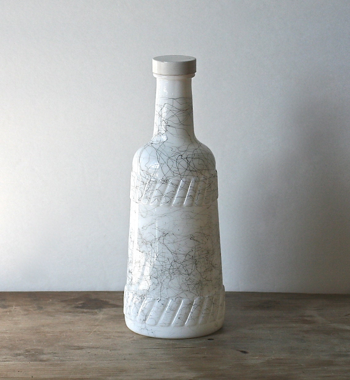 Hazel Atlas Milk Glass Bottle Decanter String Drizzle