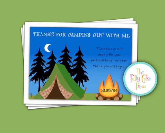 Camp Out Thank You Cards Custom Printable by ThePattyCakePress