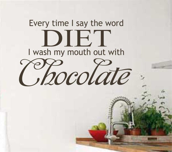 Items similar to Funny Vinyl Wall Quotes Lettering Say Diet Wash Mouth