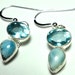 Delicate and Dainty Blue Topaz and Teardrop Larimar Earrings with Sterling