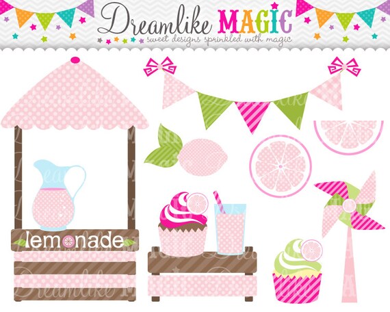 Sweet Pink Lemonade- Clipart for Personal or Commercial Use Il_570xn