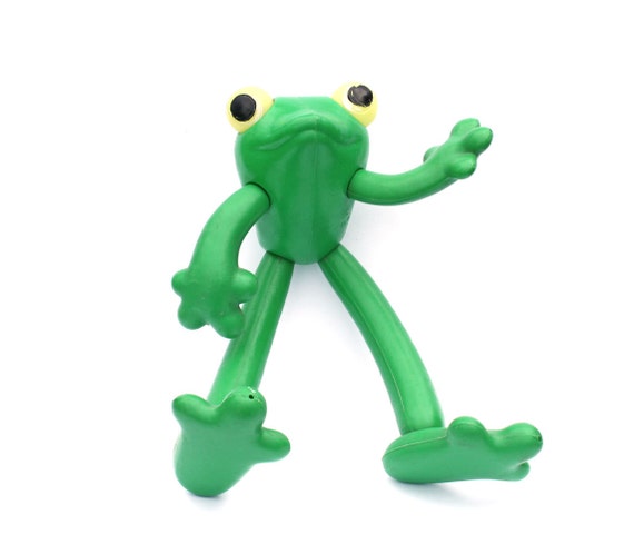 Vintage plastic frog toy green frog soviet toy by sovietvintage