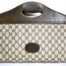 Reserved..........................VINTAGE GUCCI Clutch Brown Leather and Monogrammed Coated Canvas Tote