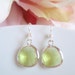 White Gold - Apple Green - Faceted Czech Glass Earrings