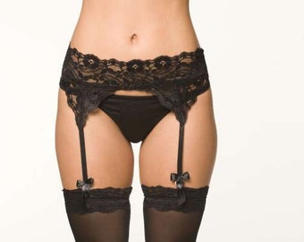 Black Lingerie- Lace Garter Belt- RTS